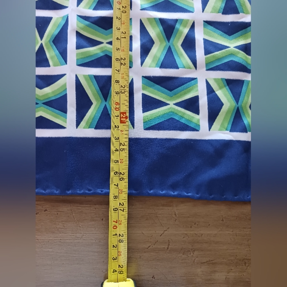 Vintage Ladies Scarf Lovely Blue White Green Geometric Design Classy Feminine - Picture 4 of 7